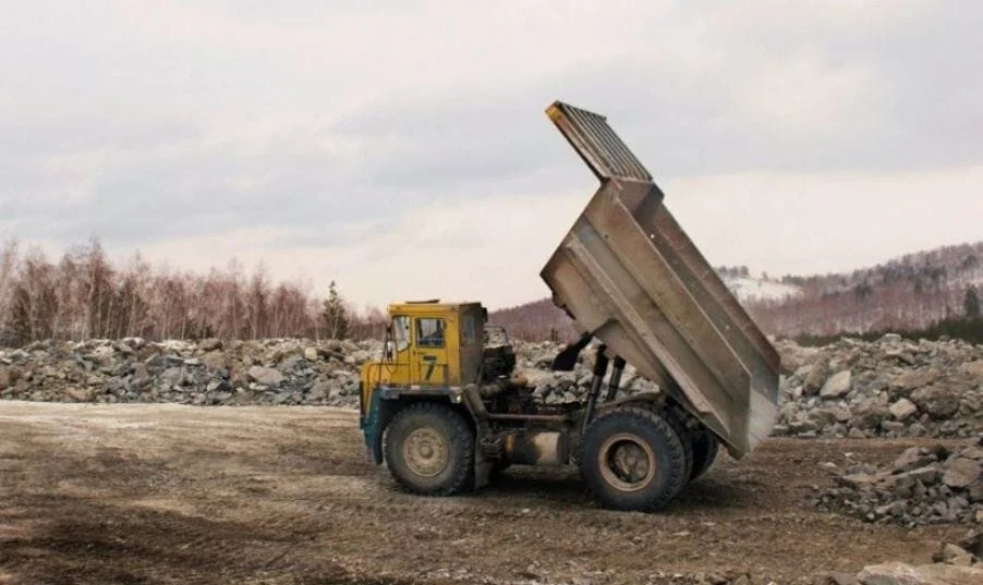Construction site with material transport
